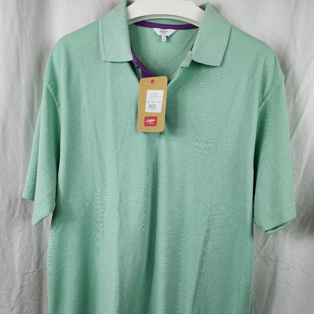 New Cotton Trader light spearmint green polo shirt, size XLarge.